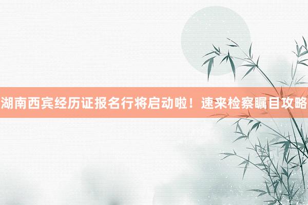 湖南西宾经历证报名行将启动啦！速来检察瞩目攻略