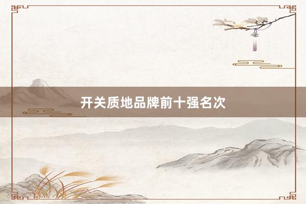 开关质地品牌前十强名次