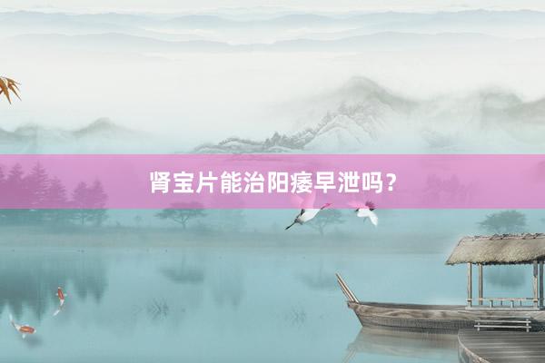 肾宝片能治阳痿早泄吗？